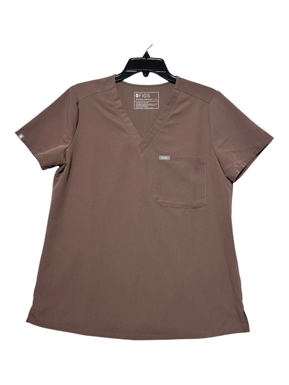 FIGS Technical Collection Catarina One-Pocket Scrub Top Smokey Taupe Women’s S